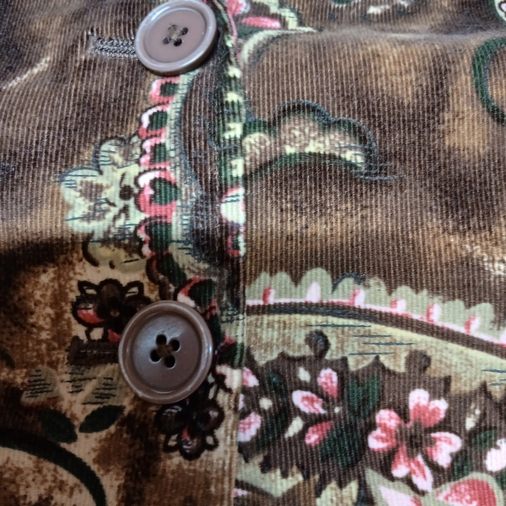 Vintage Larry Levine Woman 18W Brown Paisley Corduroy Blazer Jacket Stretch - Picture 11 of 15